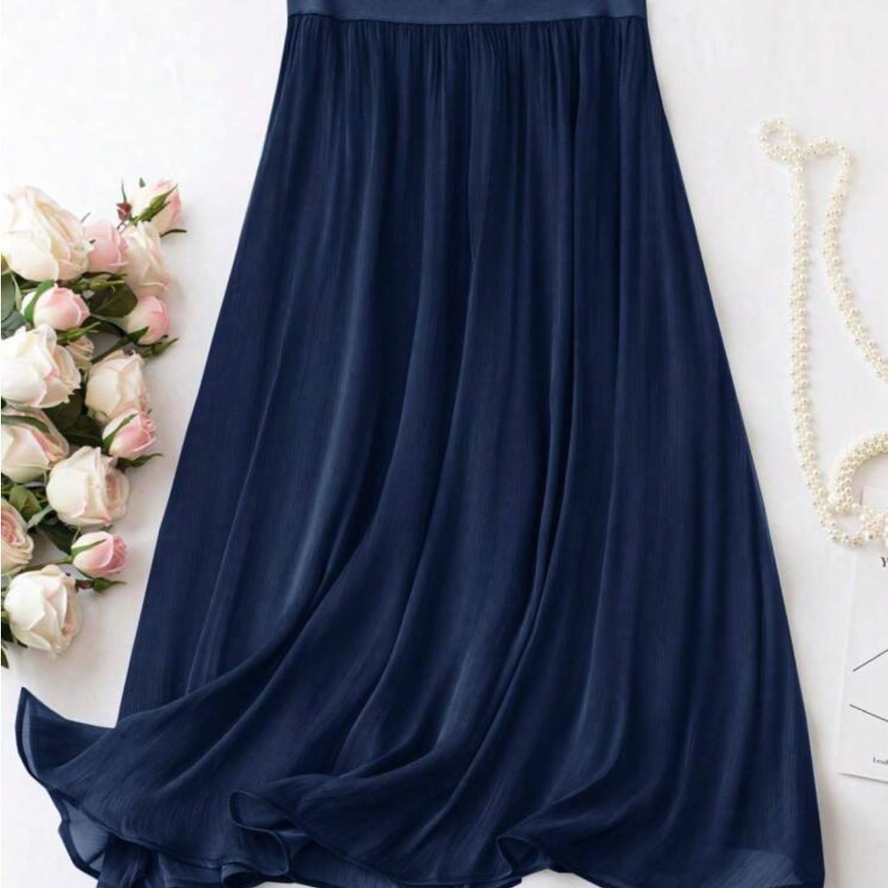 SHEIN Navy Blue Midi Skirt